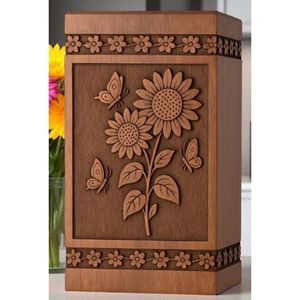 Eco Wooden Urn for Water Burial Ceremonies Artistic Wooden Cremation Urn with Hand Painting urn by AYAANS - Product Image 1