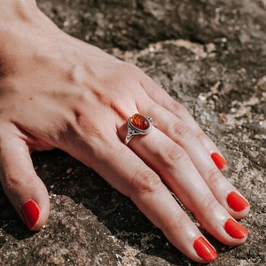 Bague ovale en ambre baltique véritable, argent sterling 925, bijoux faits à la main, fournisseur en gros - Product Image 5