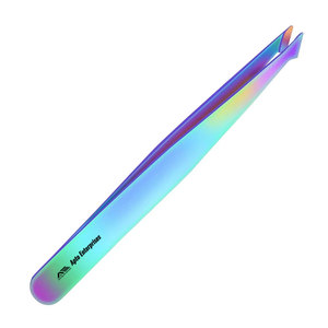 Stainless Steel Eyebrow Tweezers for Women Rainbow Finish Eyebrow Clipper Precision Shaping Grooming <b>Tool</b> <b>with</b> OEM Color Options - Product Image 6