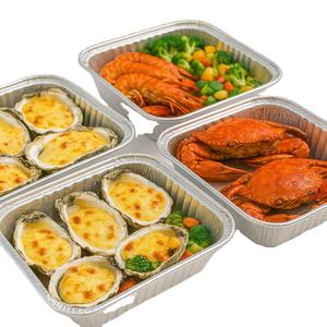 Emballage Alimentaire Jetable Récipients En Aluminium Plats En Feuille D'étain Restauration Plateau En Feuille D'aluminium Avec Couvercle En Plastique - Product Image 1