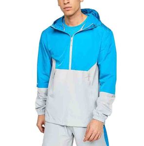 <b>Men's</b> Color Blocking Hooded Jacket Quarter <b>Zip</b> Lightweight Polyester Sporty Spring Wear Regular Fit With Side <b>Pockets</b> Jacket - Product Image 1