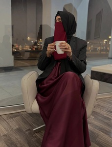 Daily Wear Womens Modest Royal Nida Full Covered Maxi Prayer Wear Saudi Hijab Niqab Front Open Elastic Sleeves Handmade Cotton - Product Image 1