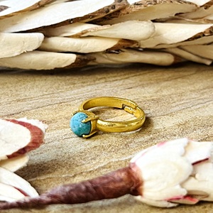 Trendy New <b>Turquoise</b> <b>Gold</b> <b>Ring</b> Boho Brass Bands For Women 18k Plated Solitaire Design Ethnic Jewelry for Wholesale/OEM/ODM - Product Image 1
