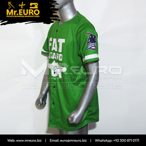เสื้อเบสบอลแบบซับลิเมชั่นสั่งทำพิเศษสำหรับทุกเพศ สีเขียวลายจระเข้ แขนสั้น คอวี ติดกระดุมด้านหน้า แห้งเร็ว ผลิตจากโพลีเอสเตอร์ - Product Image 4