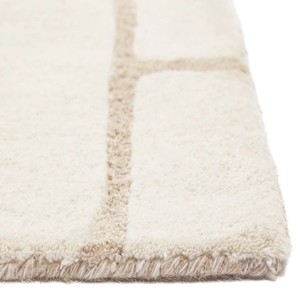 Alfombra Moderna de Diseño Geométrico Color Crema, Alfombra de Lana con Textura Suave y Patrón de Bloques, Hecha a Mano, para Sala de Estar, Dormitorio, Decoración del Hogar, Estilo Minimalista - Product Image 6