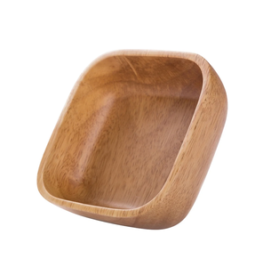 Bol en bois d'acacia massif de forme carrée, décoratif et sculpté, artisanat indien. - Product Image 5