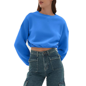 Sudadera Corta para Mujer al por Mayor, Personalizada, Holgada, de Forro Polar, Cuello Redondo, Estilo Casual Urbano, Ropa de Gimnasio y Entrenamiento - Product Image 3