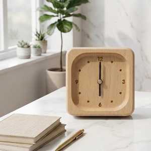 Wooden Desktop <b>Clock</b> Minimalist Style Office Decoration smart Table <b>Clocks</b> - Product Image 3