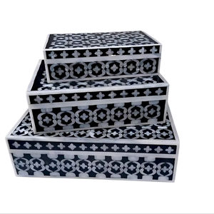 Caja de Joyería Decorativa Hecha a Mano con Diseño Marroquí de Flor de Amor con Incrustaciones de Hueso Ecológica, Decoración para Mesa del Hogar, Año Nuevo - Product Image 1