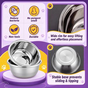 Tazón de Acero Inoxidable de Alta Calidad para Comida y Agua de Perros y Gatos, Ecológico, a Prueba de Fugas, Portátil, Apto para Lavavajillas, Duradero - Product Image 2