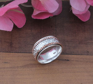 Anillo de Plata de Ley Único con Engaste de Bisel, Bicolor, Hecho a Mano, con Banda Trenzada para Hombre y Mujer, Joyería para Fiestas, Venta al por Mayor - Product Image 2