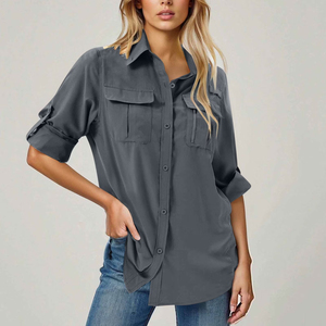 Chemise de pêche pour femmes avec logo personnalisé, 100% polyester, protection UV, manches longues, design de randonnée, légère, respirante - Product Image 5