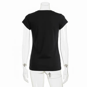 Camisetas de Algodón Lisas para Mujer, Cuello en V Profundo, Estampado Digital con Logotipo, Manga Corta, Transpirables, de Alta Calidad - Product Image 2