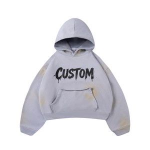 เสื้อฮู้ดดี้โอเวอร์ไซส์ผ้าฝ้ายฟลีซพิมพ์ลายกราฟิกตามสั่งสำหรับผู้ค้าปลีกแฟชั่นในสหรัฐอเมริกา รับออเดอร์จำนวนมาก - Product Image 2
