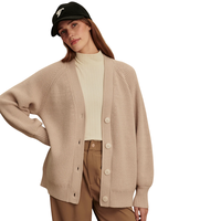 Kardigan Rajut Panjang Wanita Kancing Depan Bahan Katun Campuran Lembut, Fit Longgar, Ringan, Sweater Kasual, Outerwear, Atasan