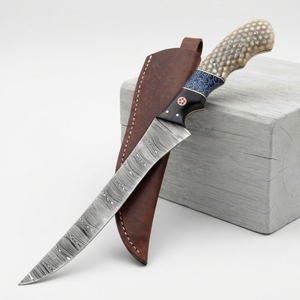 Custom Forged Damascus Steel Fillet <b>Knife</b> Fishing Kitchen Outdoor <b>Boning</b> <b>Knife</b> with Honeycomb Resin <b>Handle</b> Wholesale - Product Image 1
