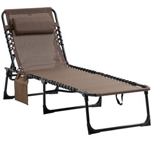 Sdraio Portatile Reclinabile con Schienale Regolabile, Lettino Pieghevole da Campeggio con Cuscino Rimovibile per Prendere il Sole - Product Image 1