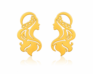 Pendientes de Plata de Ley 925 con Baño de Oro para Mujer, Diseño Minimalista y Delicado, con Motivo de Corona, Joyería para Mujer, Regalo para Fiesta - Product Image 1