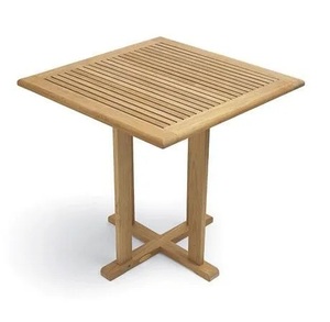 Square Solid Durable Wooden <b>Dining</b> <b>Table</b> with Slatted <b>Top</b> and X Base for Indoor Outdoor Use - Product Image 1