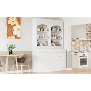 TOPMAX Dispensa da Cucina Moderna Alta 83,7 Pollici, Mobile Alto Indipendente con Top in Finto Marmo, Montaggio Facile, Video Incluso - Product Image 2
