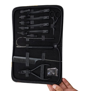 Kit d'outils professionnels pour extensions de cheveux noirs, ensemble complet d'installation de micro-anneaux avec aiguilles à boucle, pinces à extensions et outil de finition - Product Image 3
