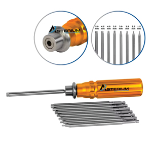 ASTERIUM Orthopedic Surgical <b>Screwdriver</b> <b>Set</b> with Quick Coupling Handle 1.5–5.0mm Hex Driver Tips Bone Implant Instrument - Product Image 1