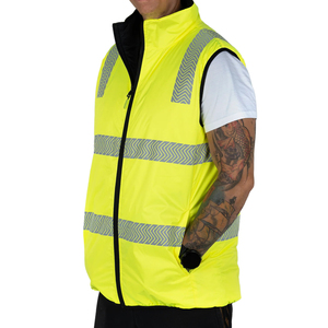 Chaleco de Seguridad Reflectante de Alta Visibilidad para Hombre, Ropa de Trabajo de Poliéster con Franjas de Alta Visibilidad, Forro Interior Negro, Bicolor - Product Image 2