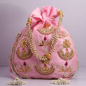 Bolso de Mano Bordado a Bajo Precio con Cuentas Decorativas y Cierre de Cordón para Vestidos de Novia, Fiestas - Product Image 4