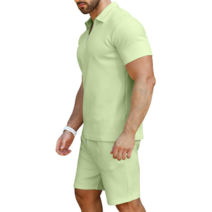 High Quality Breathable Cotton Knitted Casual Men's Two Piece T-Shirt Sets Short Sleeve Summer Sports Slim Fit Digital Printed - Product Image 2