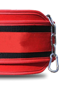 Red Adjustable Waist Support <b>Belt</b> with <b>Chain</b> for <b>Weight</b> Lifting Strength Training Unisex Polyester Buckle Closure - Product Image 4
