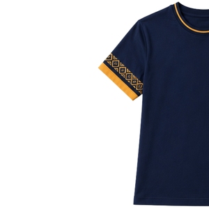 เสื้อยืดคอกลมผ้าฝ้ายสีน้ำเงินกรมท่าลายมัสตาร์ดสำหรับผู้หญิง แขนสั้น สไตล์ลำลอง รับผลิตตามสั่ง (OEM) คุณภาพพรีเมียม แฟชั่นฤดูร้อน - Product Image 3