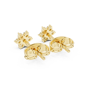 Runder Labor-Diamantschliff 14K 18K Gelbgold Blumencluster Sieben-Stein-Diamant-Ohrstecker 0,16CTW DEF VVS Elegantes Schmuckgeschenk ODM - Product Image 5