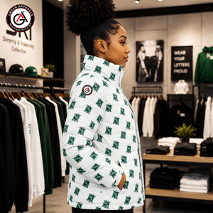 Chaqueta Larga Acolchada con Bordado de la Hermandad Iota Phi Lambda |   Sudadera Impermeable y Cortavientos para Mujer, Estilo Griego, para Invierno - Product Image 3
