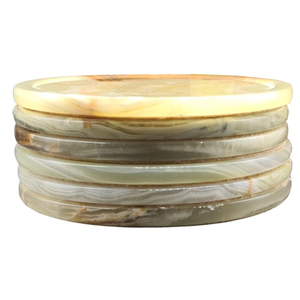 OEM Customise Round Set of 6 Modern Big Slab Onyx <b>Marble</b> <b>Coasters</b> for Kitchen Home Decoration - Product Image 4