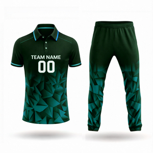 Ensemble d'uniformes de cricket personnalisés - T-shirt à manches courtes, pantalon, impression numérique, design bicolore, taille élastique, séchage rapide, 100% coton - Product Image 6