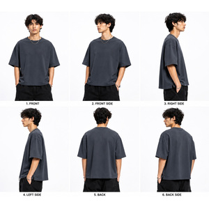 เสื้อยืดทรงบ็อกซี่ผู้ชาย ผ้าฝ้ายพรีเมียม ทรงหลวม แขนสั้น ขายส่ง เสื้อผ้าสตรีทแวร์ รับผลิตแบบ OEM ODM โรงงานผลิตเสื้อผ้าแบรนด์ส่วนตัว - Product Image 6
