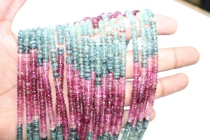 ลูกปัดทัวร์มาลีนเจียระไนแบบธรรมชาติขนาด4-4.5มม. สีฟ้าที่ยอดเยี่ยม - Product Image 2