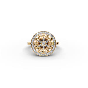Lotus Petal Lab-Grown Diamond <b>Ring</b> 18K Gold Plated Vintage <b>Statement</b> Jewelry Fine Quality White Gold IGI Certified Engagement - Product Image 1