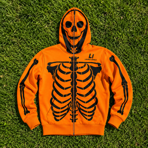 Men Halloween Skeleton Hoodie Full <b>Zip</b> Skull Bone Print Jacket Gothic Punk Streetwear Sweatshirt Custom Graphic Printed Fashion - Product Image 6