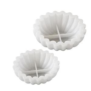 Origami Wave Lace Round Candle Cup Storage <b>Bowl</b> Gypsum Resin Candle <b>Silicone</b> Mold - Product Image 5