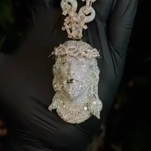 จี้พระเยซูประดับเพชรโมอิสซาไนต์ VVS เงินแท้ 925 งานสั่งทำพิเศษ หรูหรา ประดับโมเสก พร้อมใบรับรอง GRA สไตล์ฮิปฮอป - Product Image 1