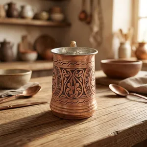 Handmade Copper <b>Mug</b> with Engraved Floral Design Vintage Copper Tankard Drinking Cup Rustic Metal <b>Beer</b> <b>Mug</b> with Handle - Product Image 4