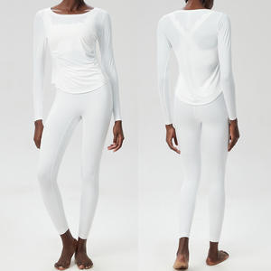 ชุดกีฬาเสื้อยืดผ้าลูลู่สำหรับเด็กผู้หญิง กางเกงเลกกิ้งเอวสูง ชุดออกกำลังกาย แห้งเร็ว ชุดออกกำลังกายสำหรับผู้หญิง - Product Image 5