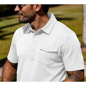 Men’s <b>white</b> Polo <b>Shirt</b> Short Sleeve Casual <b>Plain</b> Polo <b>Shirt</b> Breathable Fabric Custom Logo OEM ODM Available - Product Image 2