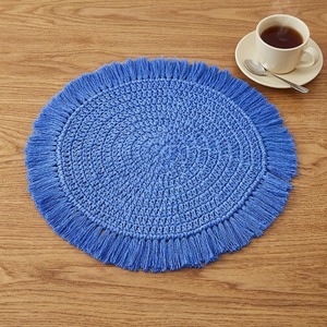 Round White Macrame Placemat Handmade Boho Dining Table <b>Mat</b> Decorative Fringe Table Decor for Kitchen Coffee Table Styling - Product Image 6