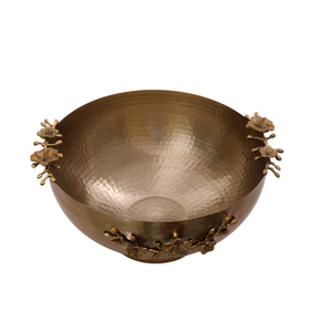 Cuenco Decorativo de Metal Dorado Hecho a Mano con Base Floral Esmaltada Blanca, Centro de Mesa, Vajilla, Cuencos para Servir Aperitivos - Product Image 3