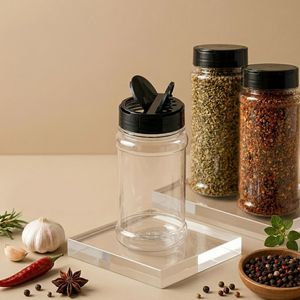 Cylindrical PET Plastic Container with Black Flapper <b>Shaker</b> Lid for <b>Salt</b> Pepper Seasoning Food Packaging Vietnam Factory - Product Image 4
