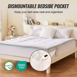 Topper Materasso Ergonomico Queen Size con 4 Livelli di Spessore, Imbottitura in Fibra di Memory Foam, Rimovibile e Lavabile, Confortevole - Product Image 4