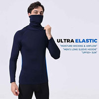 Chemise de performance à manches longues pour homme, protection solaire UPF 50+, imprimée, écologique, à capuche, anti-humidité, avec masque facial
