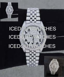 Reloj de Diamantes Moissanite Redondos con Esfera Clásica y Fecha, Completamente Cubierto de Diamantes, Personalizado para Hombre, Regalo - Product Image 4